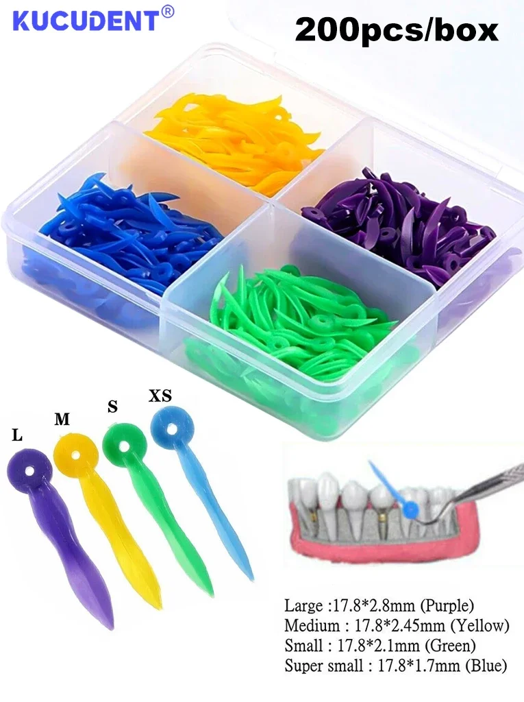 200 Teile/paket Dental Einweg Zahn Lücke Keile mit Ende Loch 4 Größen Kunststoff Medizinische Mundpflege Zubehör für Zahnarzt Klinik – Detail 1