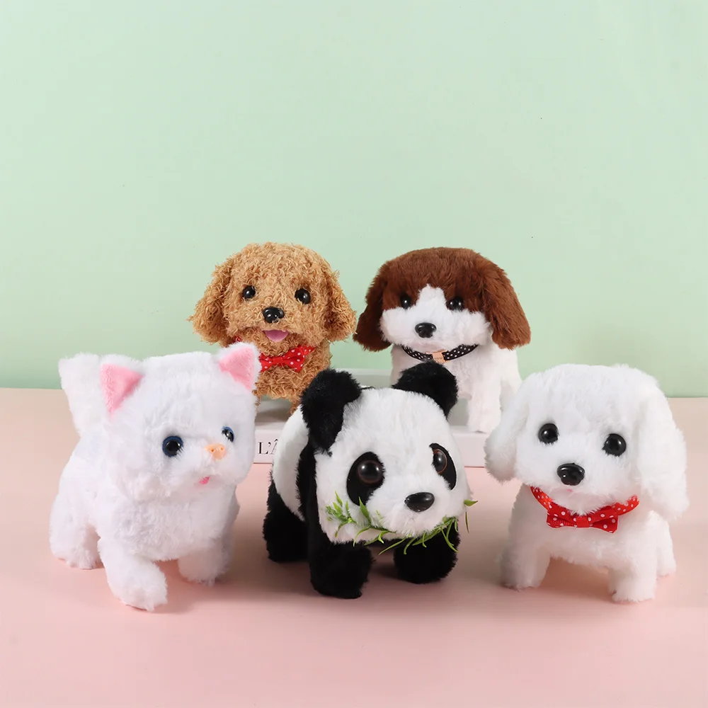 Cute Plush My Realistic Robot Puppy Interactive Barking Simulated Puppy Tail Wagging Walking Plush Robot Dog Educational Gift