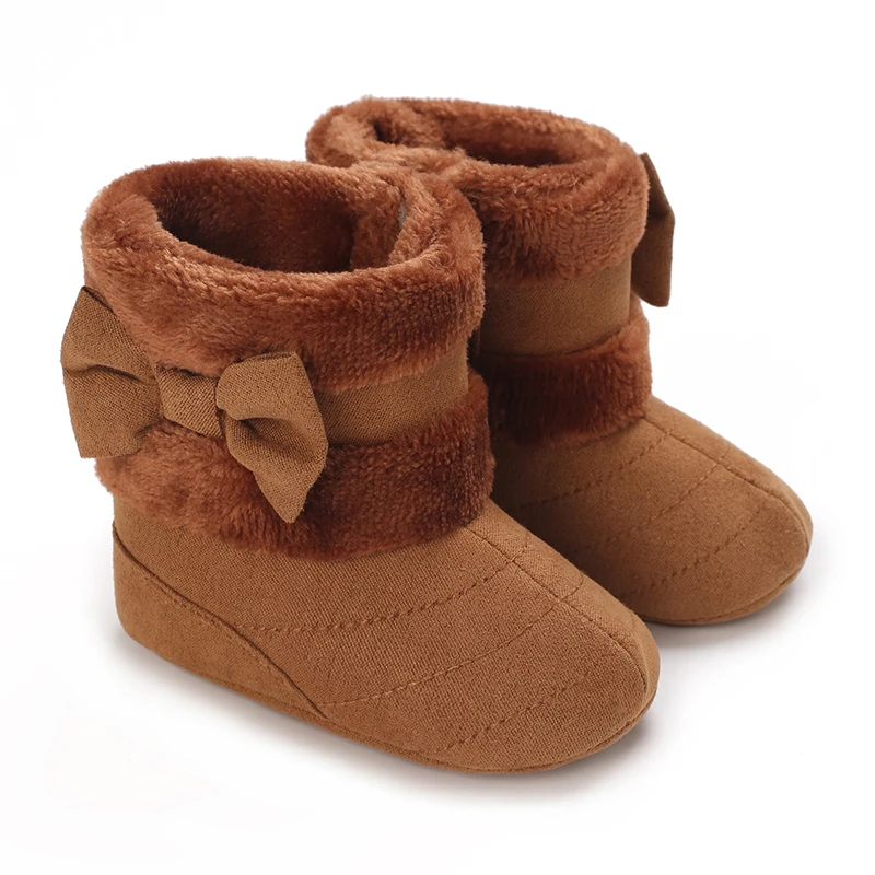 Baby Girl Cute Bow Comfortable Boots 1-18 Months Soft Bottom Velvet Indoor Walking Boots Autumn/Winter 5