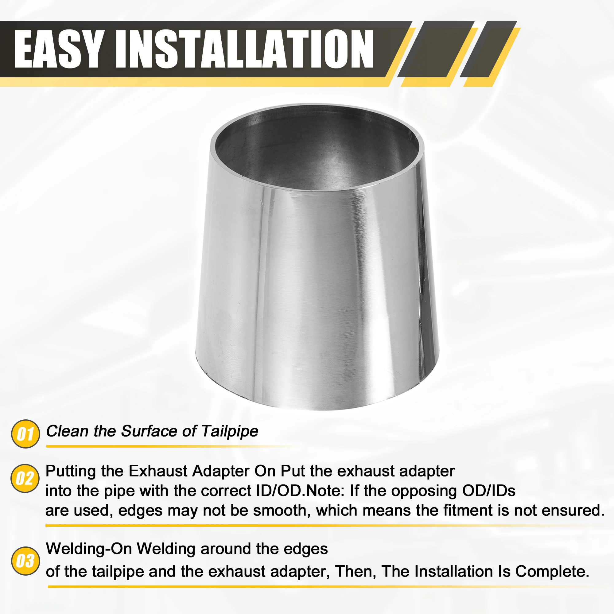 Uxcell Car Mandrel Exhaust Bend Elbow Pipe 304 Stainless Steel Concentric Reducer OD 1.5inch-3inch to OD 2inch-5inch