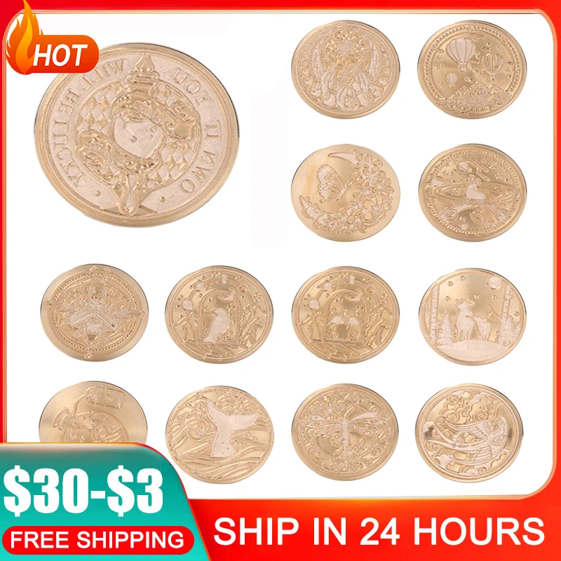 Wax Seal Stamps Retro Antique Sealing Replacement Brass Head Scrapbooking Craft Wedding Decorative DIY Seal Stamp Gifts NoHandle