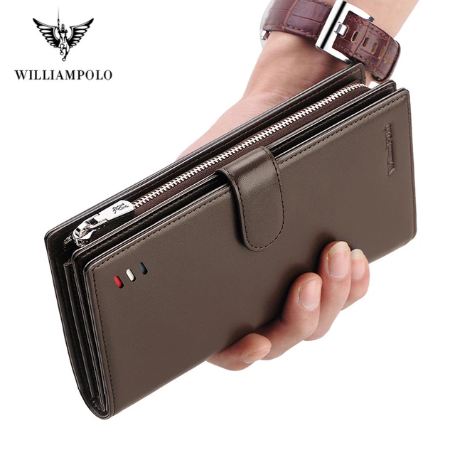 WilliamPOLO Men Wallets Long Style High Quality Card Holder Male Purse  Zipper Big Capacity Brand Genuine Leather Wallet For Men - AliExpress