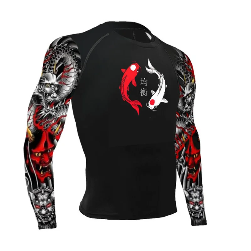

Anime Compression Shirt Men 3D Print Gym Quick Dry Tight Long Sleeve Rash Guard Workout Performance Skinny Athletic Undershirt