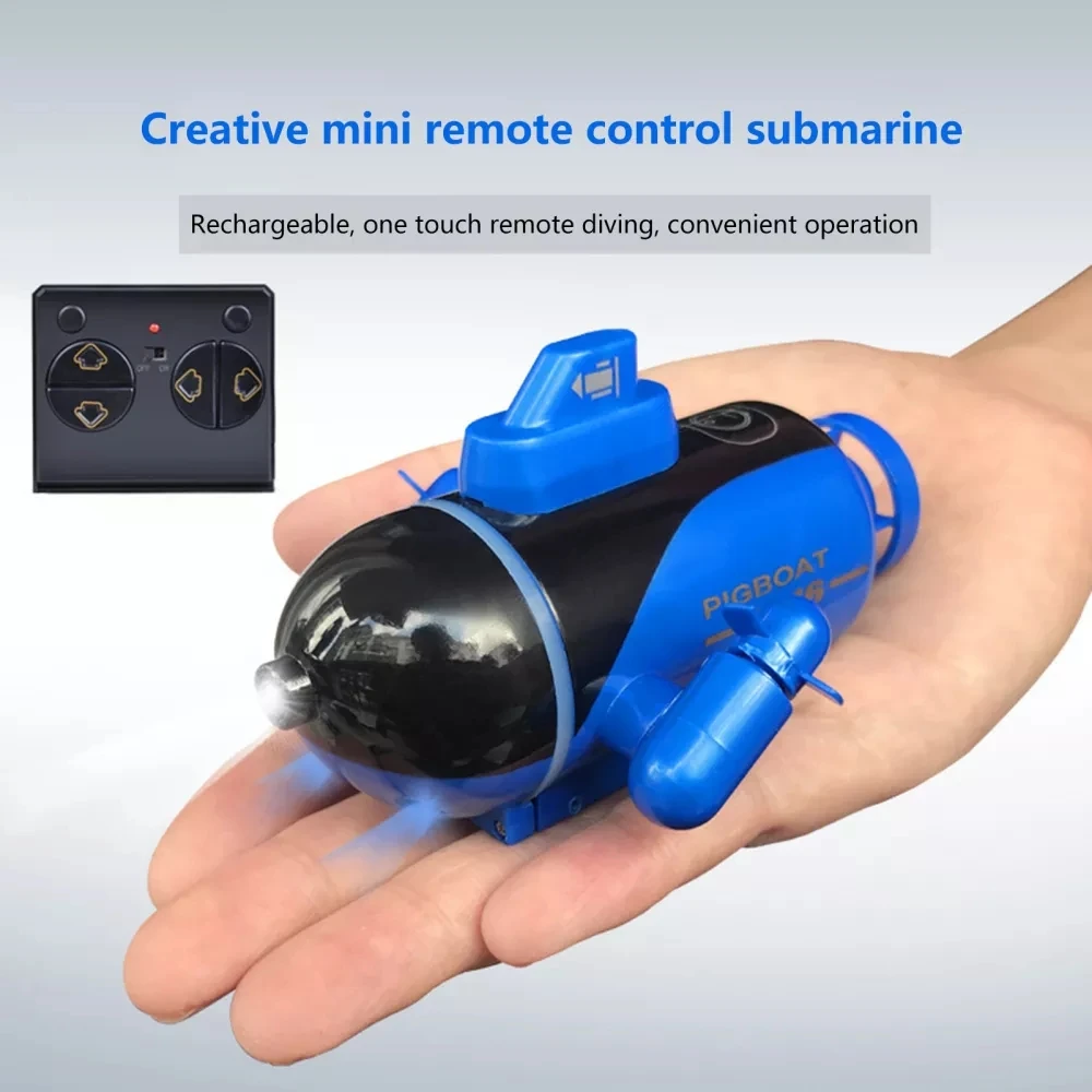 

2.4Ghz Mini RC Submarine With LED Light Radio Control Boat Waterproof Rechargeable Electric Submarines Gifts Toys for children