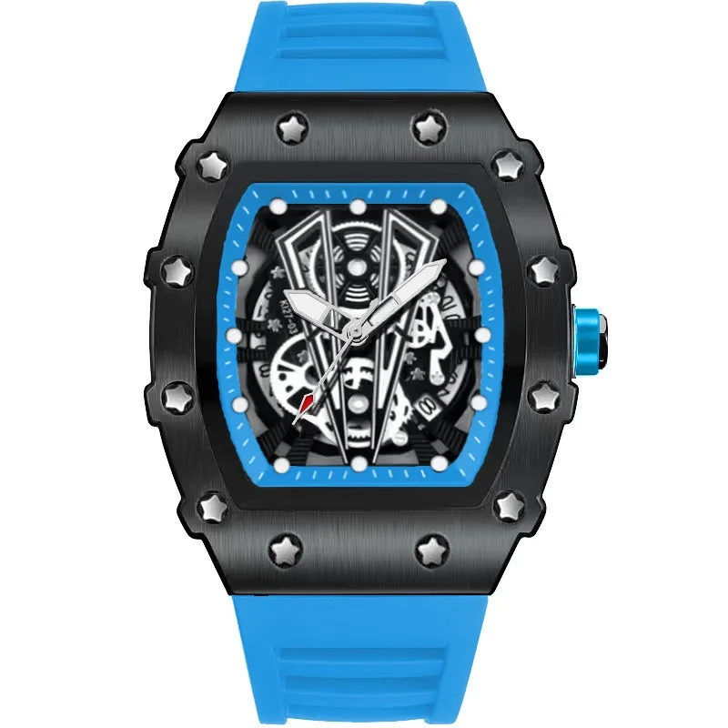 Luxury Quartz Men’s Wristwatch Male Watch for Man Watches Non-Mechanical Trend Automatic Calendar Hollow Dial Waterproof Clock