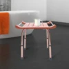 Shower Stool, Adjustable Height 15.16-21in, 300lbs Capacity, Waterproof Teak Wood, Non-Slip Aluminum Legs, Easy to Install, 5
