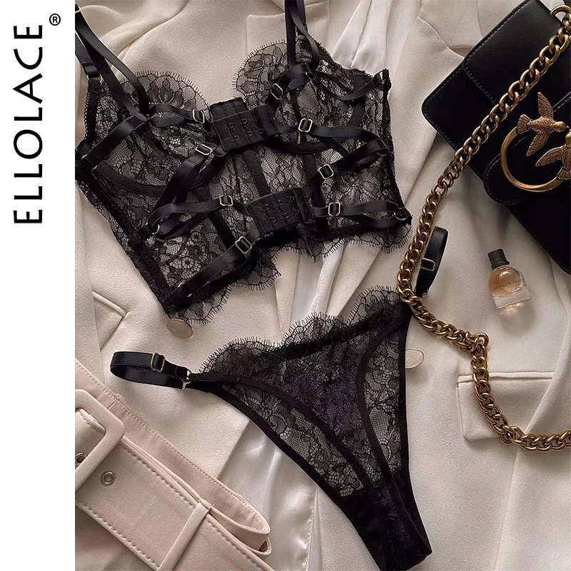 

Ellolace Sexy Lingerie Outfit Fancy Lace Underwear Erotiic Bras And Panties Transparent Attractive Bilizna Set Naked Sex Suit