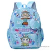 Anime Cartoon Labubu Backpack Kindergarten Backpack Large Class Labubu Printed Cute Reducing Burden Oxford Cloth Backpack 4