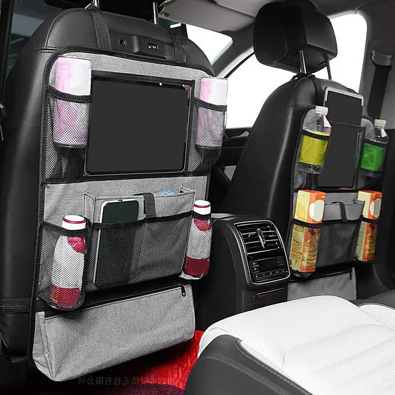 

Kick Mats With Pocket Car Backseat Organizer Auto Backseat Cover Protector With Touch Screen Tablet Holder For Snacks Toy Bottle