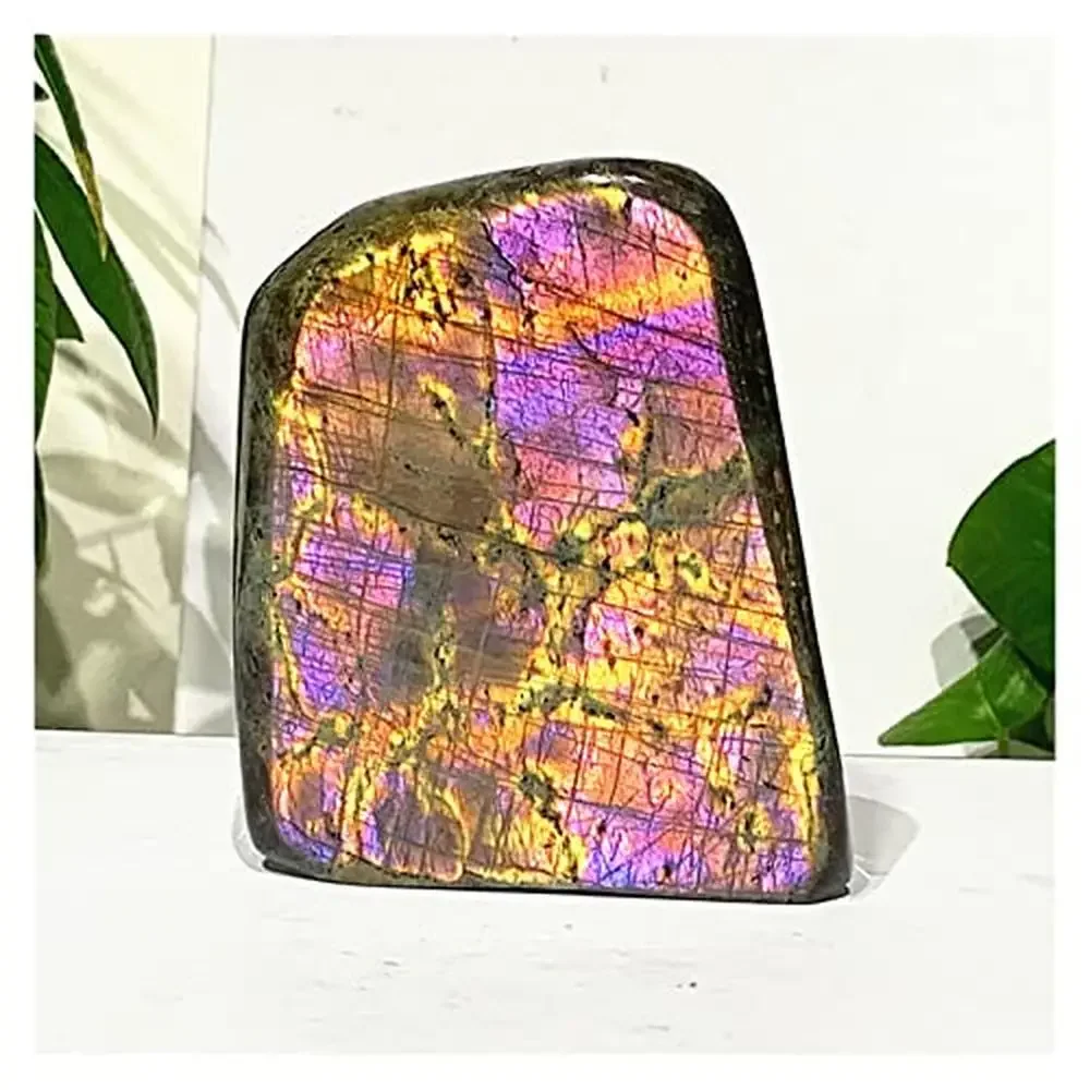 Labradorite Crystal Rocks Purple Natural Stones Room Decor Energy Focus Gift Crystal Healing Stones Degaussing Home Office Decor