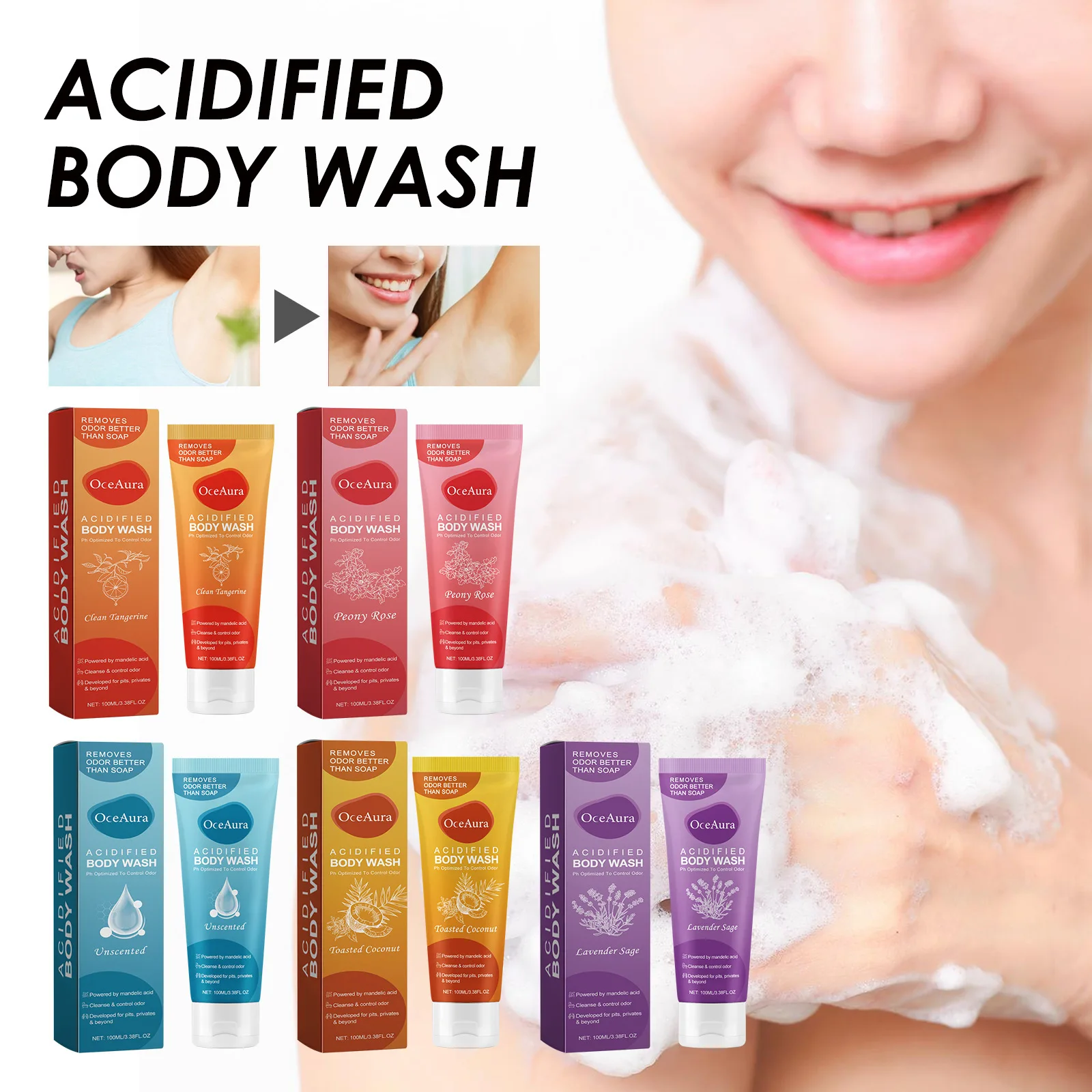 OceanAura Shower Gel Series Cleanses the Body and Skin, Leaving a Lasting Fragrance and Moisturizing, Smooth supple Skin