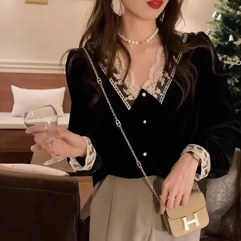 

2024 модная женская блузка с круглым воротником, повседневная хлопковая рубашка с длинным рукавом, приталенная куртка, топ с открытым стежком, T852