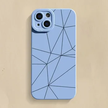 간단한 라인 패턴 실리콘 휴대폰 케이스, 아이폰 15, 14, 13, 12, 11 프로 맥스, X, XR, XS 맥스, 7, 8 플러스, SE2 렌즈 보호 소프트 백 커버