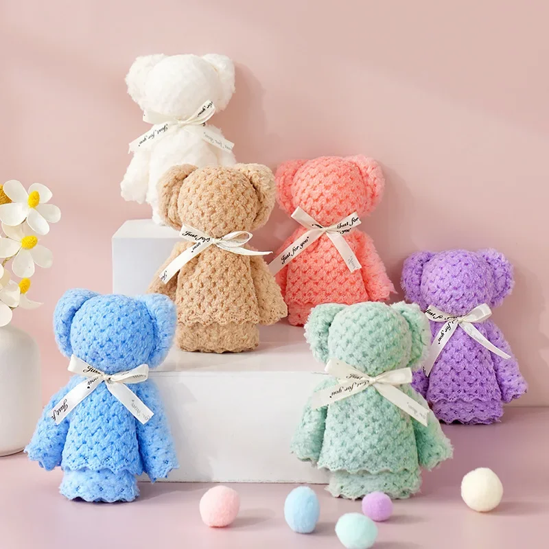 10pcs/5Set Teddy Bear Towel Gift Set, Wedding Companion Gift, Comes with Transparent Bag  Suitable for Christmas, Birthday