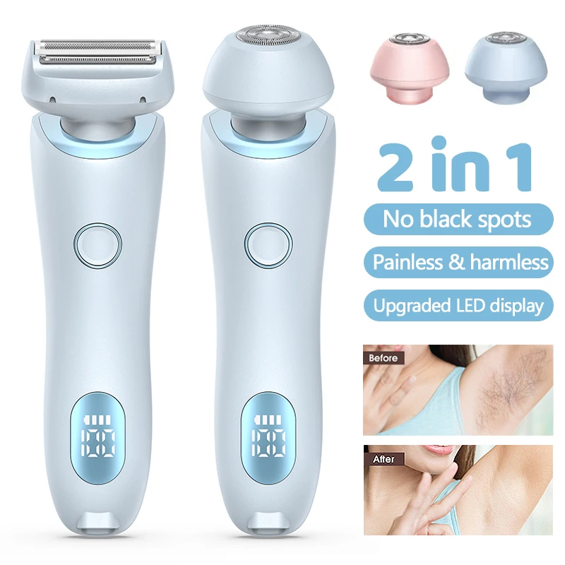 Electric Shaver Portable Waterproof 2 In 1 Painless Shaving Knife Lady Private Part Hair Shaver Trimmer Epilator Bikini Trimmer Electric Razors