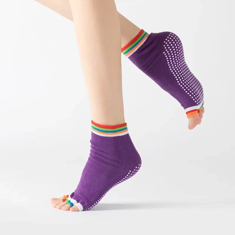 Women Fitness Yoga Socks Half Toe Ballet Dance Gym Sports Pilates Socks Non-slip Grip Comfortable Breathable Woman Sports yoga socks