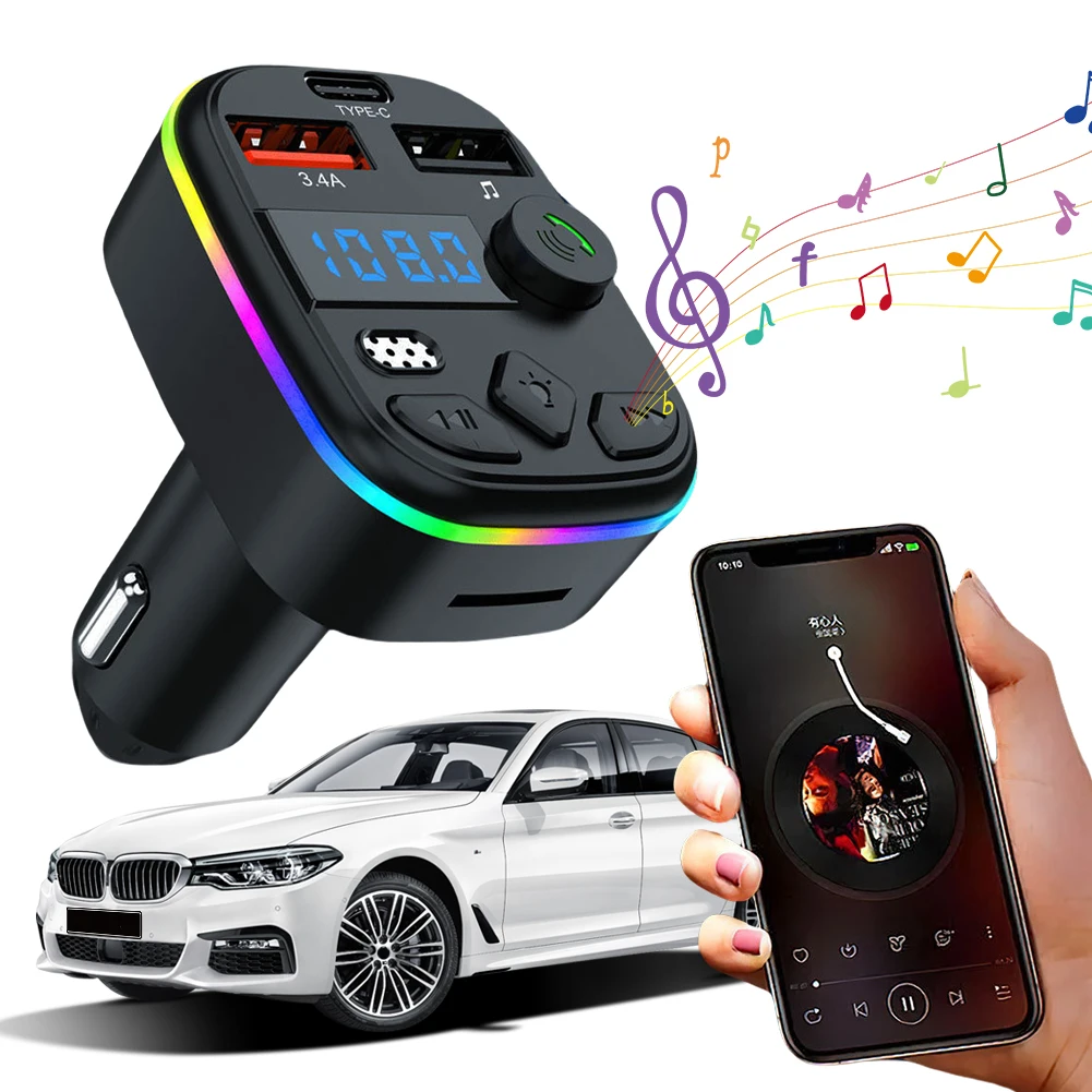 Car MP3 Player Bluetooth-Compatible 5.3 Support TF Card U Disk Hands-Free MP3 Player Radio Car FM Transmitter MP3 Player Adapter