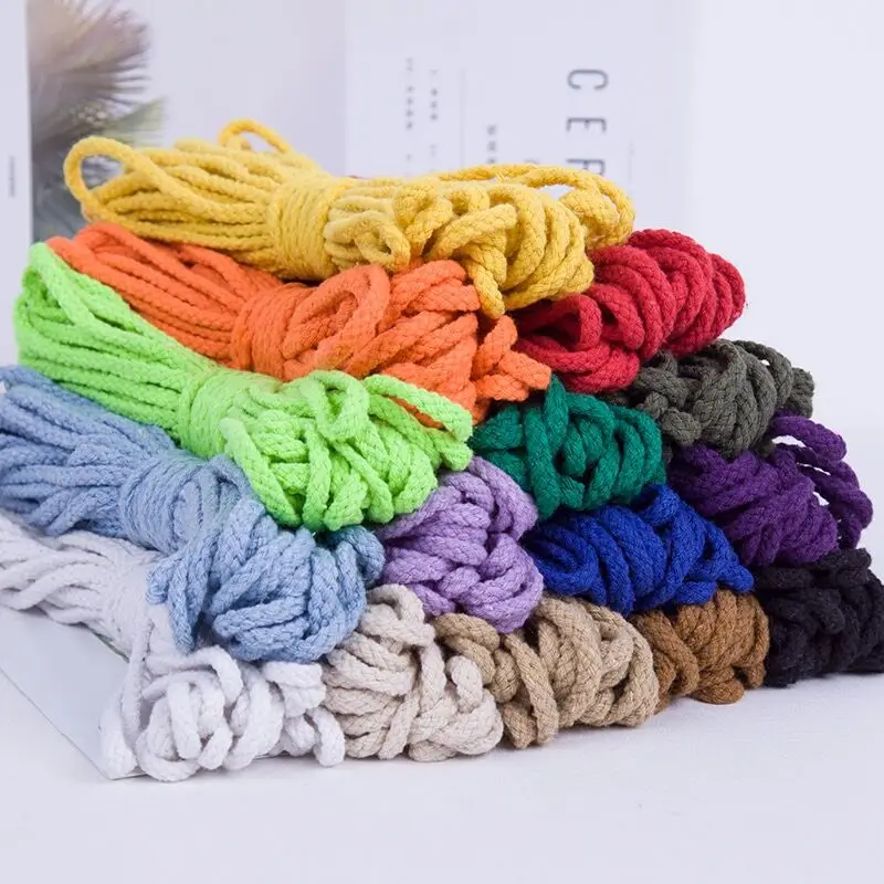 5Yards/Lot 5mm Cotton Rope Ribbon Wedding Birthday Party Gift Box Flower Decoration Linen Cords DIY Home Textile Garment Fabric
