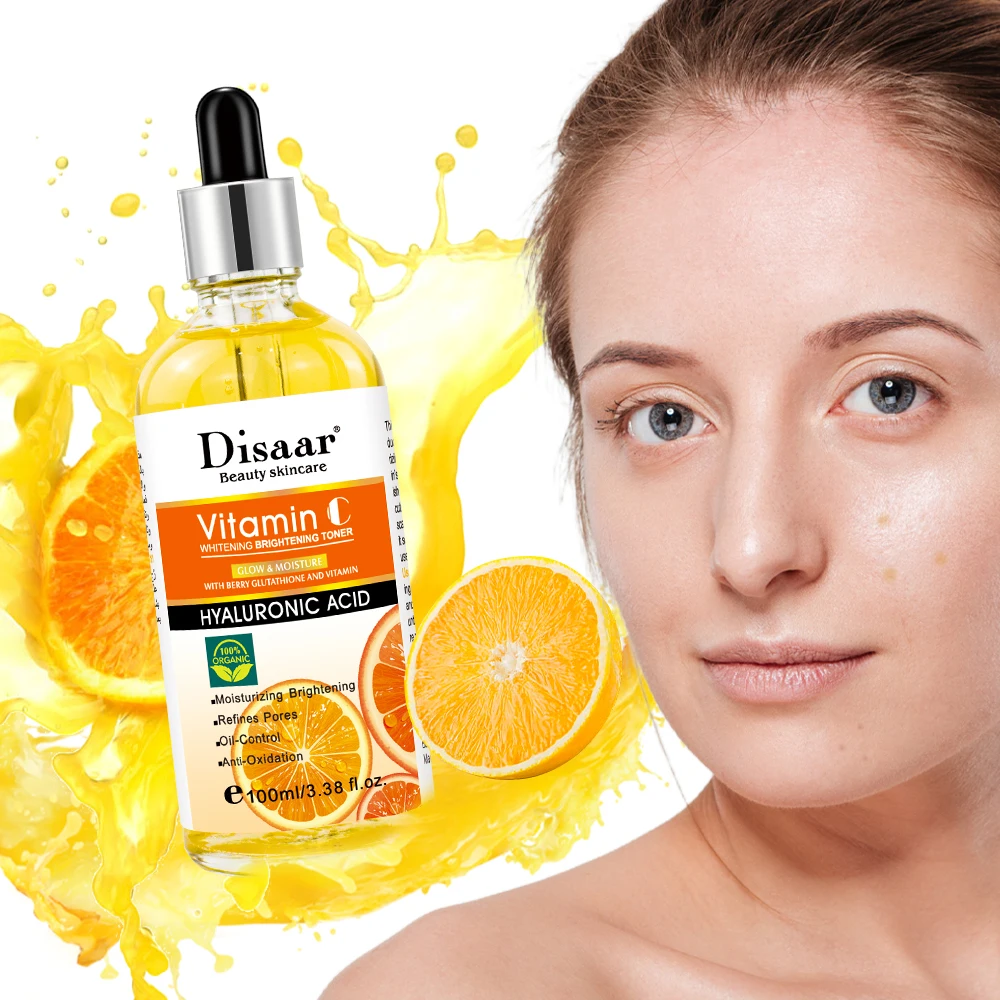 Disaar Vitamin C 100ml Face Toner Long Lasting Moisturizing Lighten Hyaluronic Acid Facial Essence