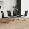 Modern Dining Chairs with Faux Leather Padded Seat Dining Living Room Chairs Upholstered Chair with Chrome Metal Legs Design fo 3