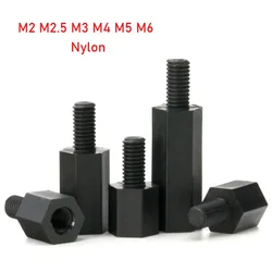 Black Hexagonal Nylon Spacer and Support Post Set with Screws - M2.5 - 6mm - 20pcs