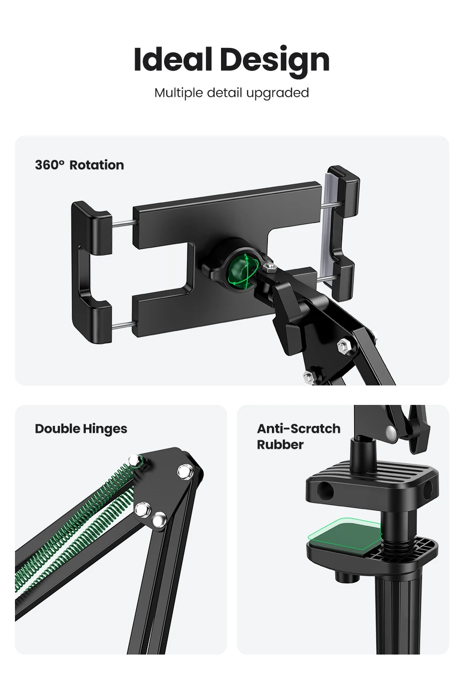 ugreen tablet suporte do telefone braço longo alumínio ajustável tablet titular para ipad pro mini ar xiaomi tablet suporte para portátil