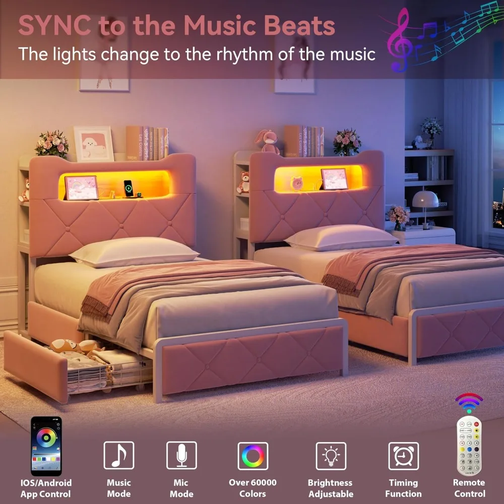 LED Twin Storage Bed 4