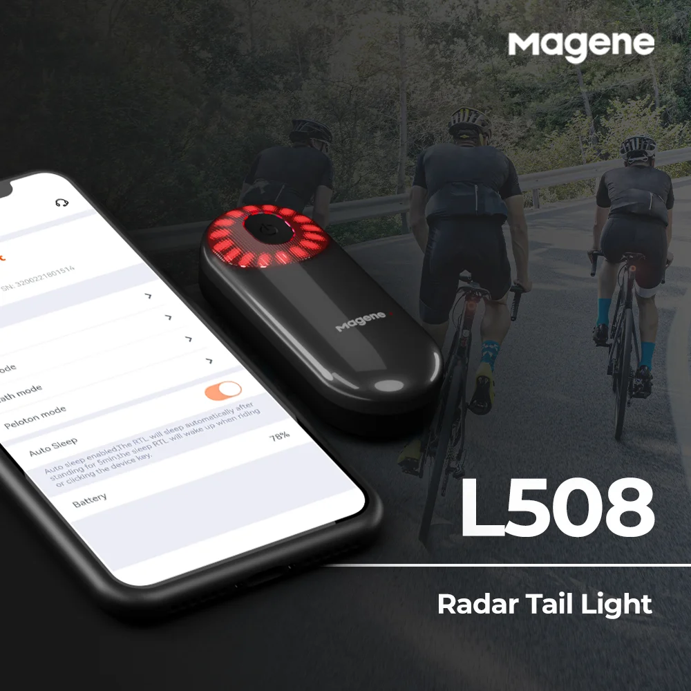 Magene L508 Intelligent Radar Tail Light Bicycle Brake Sensing Radar Rear Light 5 Modes Tail Lamp USB Charging LED Cycling light