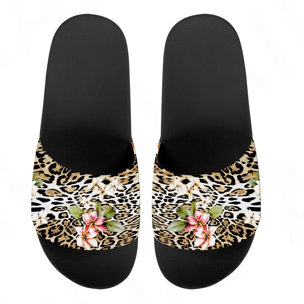 

Summer Women's Slippers Fashion Soft Thick-soled Bathroom Indoor Shoes Leopard Flowers Pattern Non-slip Beach Sandals Flip Flops