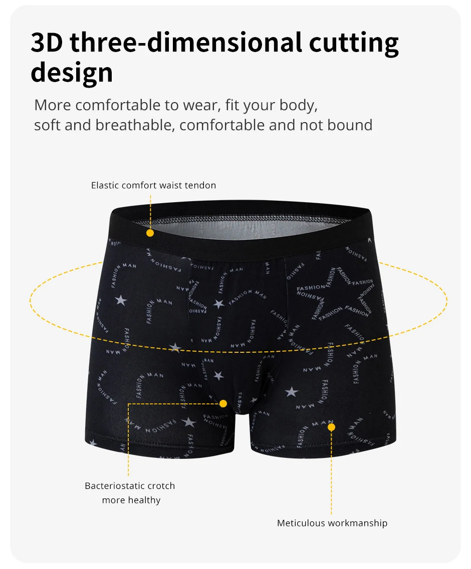 4/5 Stück Europäische und Amerikanische Größe Herren Bedruckte Modische Boxershorts Komfortable Herren-Unterwäsche in Übergröße Sexy Badehose – Detail 4