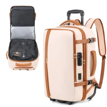 Rolling Vacuum Backpack Travel Luggage with One-Button Compression Expandable Design TSA-Approved Lock and Water-Proof Laptop C 1