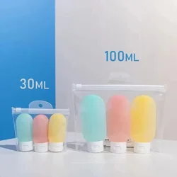 Portable Travel Refillable Lotion and Shampoo Bottles Set (3/4 Pieces) - Soft Squeeze Tubes, 30/60/100ml Capacity (3PCS 100ml)