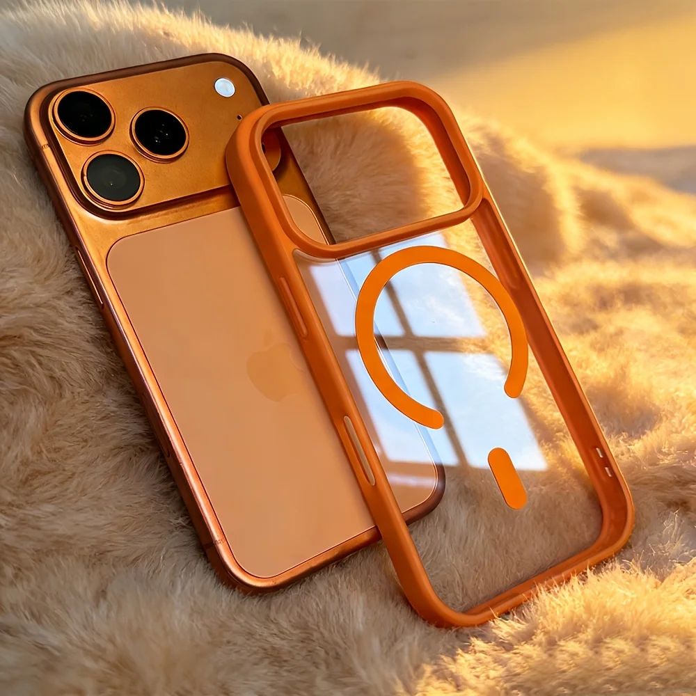Premium Clear Magnetic Wireless Charging Phone Case with Lanyard Cover