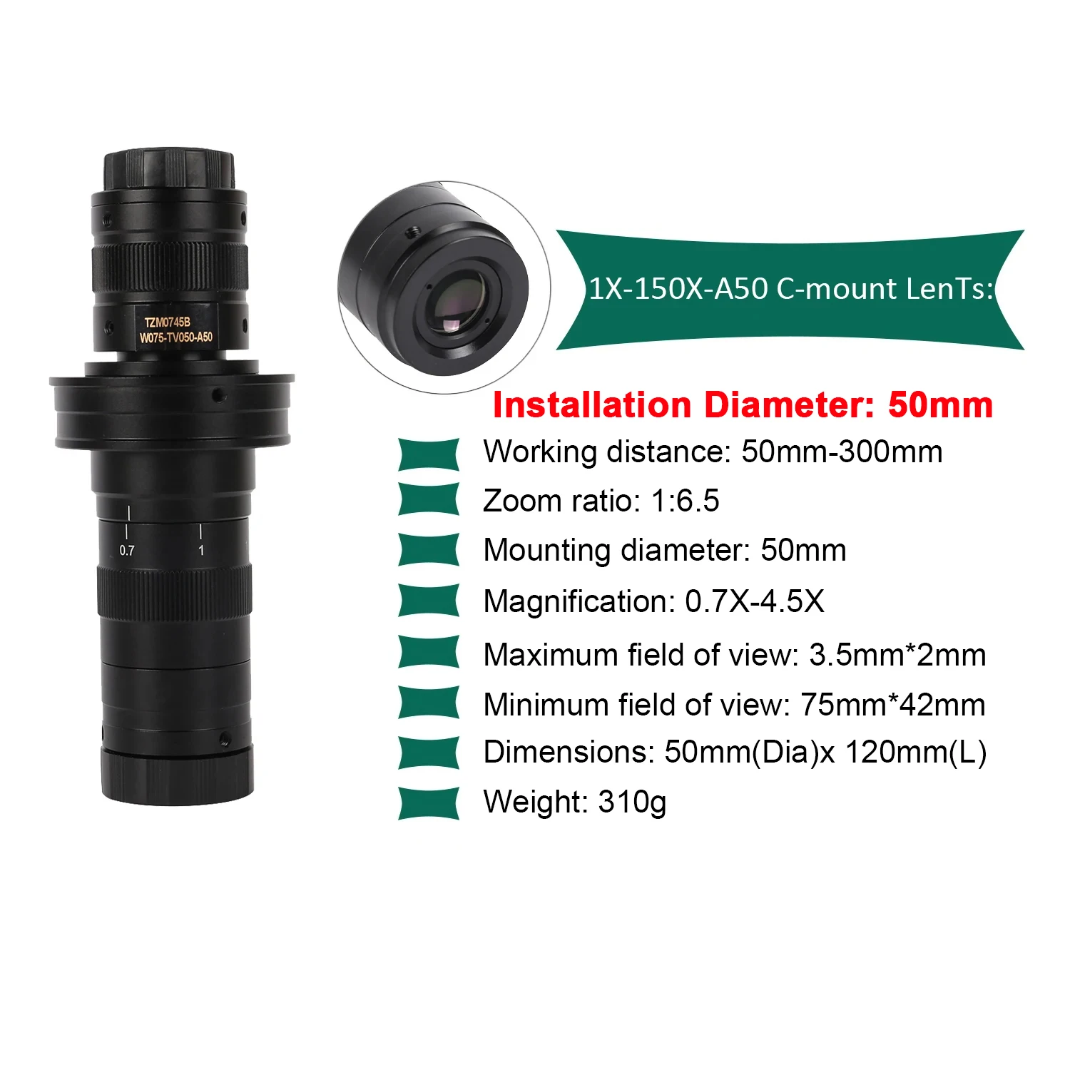 YIZHAN 150X-A50 전자제품용 디지털 현미경 60MP/48MP/13MP HD 카메라 조정 가능한 줌 렌즈 소형 금속 베이스 수리 도구