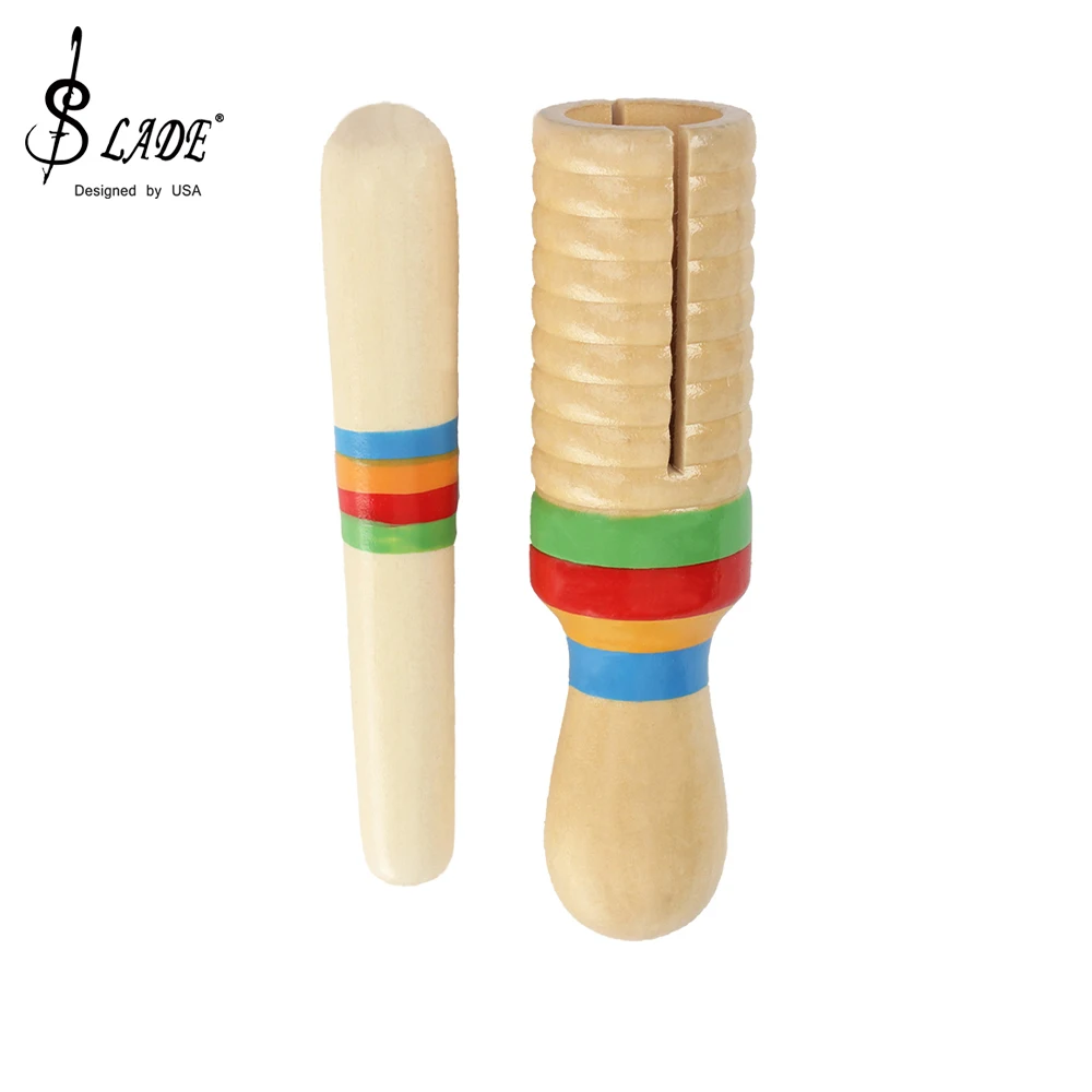 SLADE Orff Musical Instruments Wooden Small Single-threaded Ring Percussion Cylinder Croak Frog Barrel Kid Gift Educational Toys