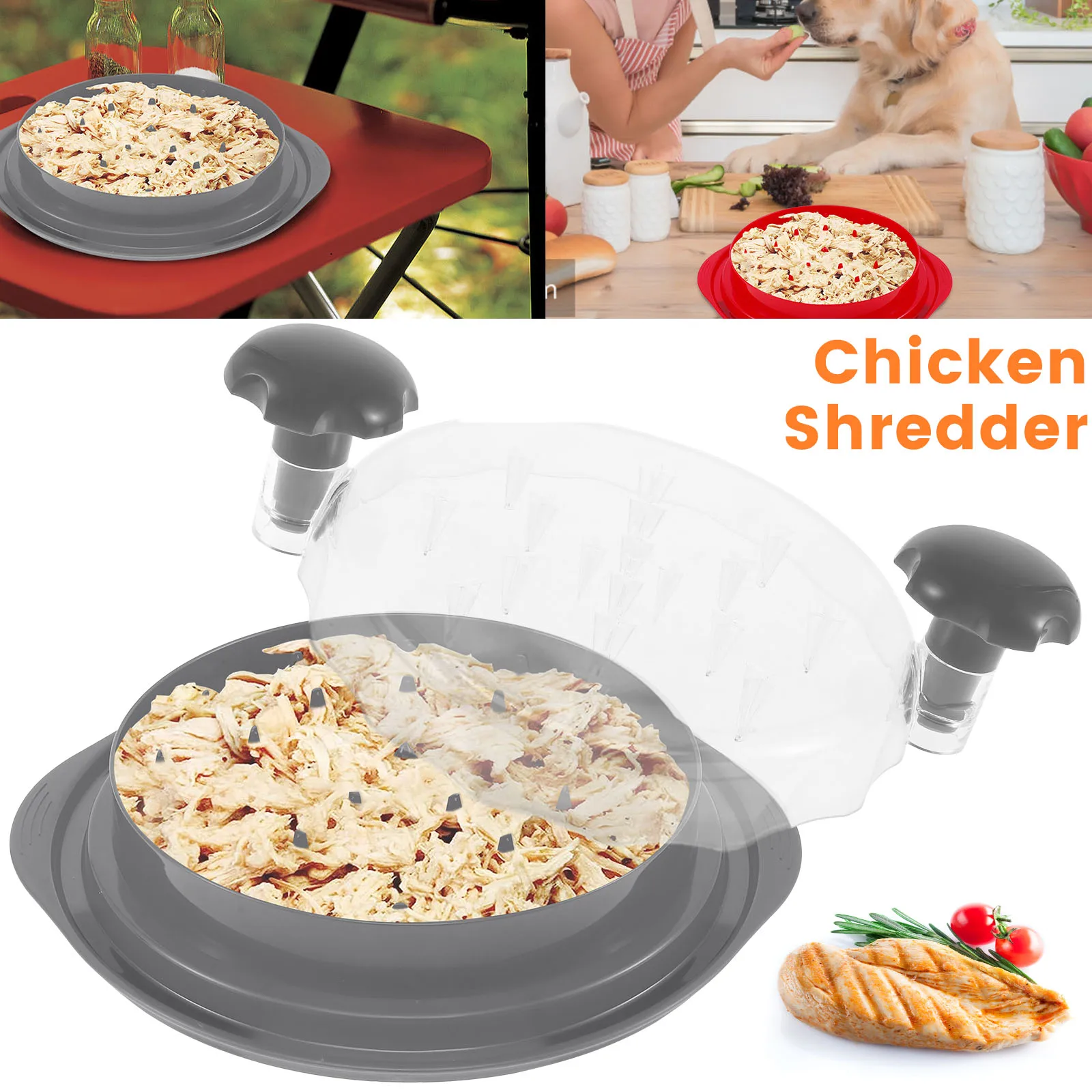 투명 뚜껑이 달린 닭 분쇄기, 인체 공학적 손잡이가 달린 미끄럼 방지 닭 가슴살 분쇄기, 고기 분쇄기, BPA 프리 