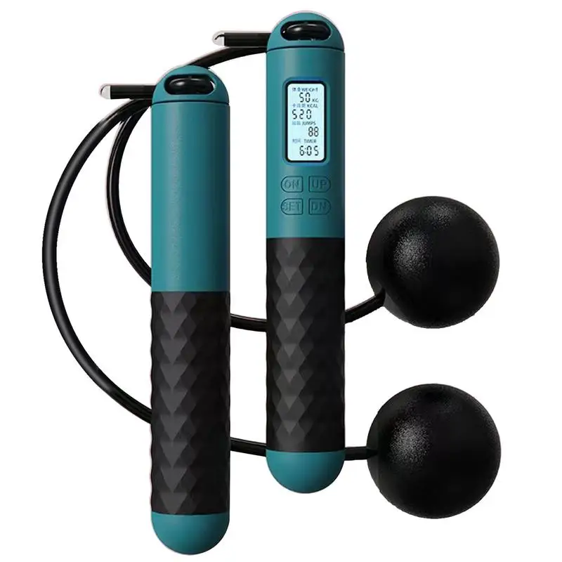 Ropeless Jump Rope With Counter Fitness Weighted Skipping Rope Smart Cordless Ball-Weighted Digital Counting Jump