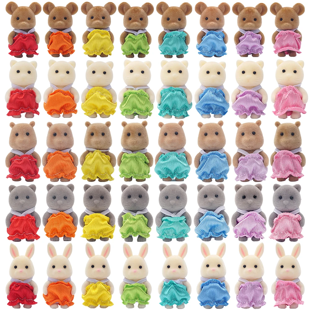 1/12 Forest Animal Reideer Small Baby Colorful Clothing Blue Cat Rabbit 8Pcs Miniature Dollhouse Model Pretend Play Kitchen Toy 4