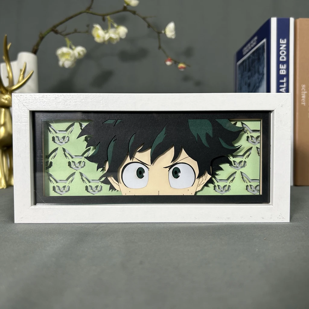 

Light Box Anime My Hero Academia for home Decoration Manga 3d Papercut diy Table Desk Lamp Izuku Lightbox Wooden Gift Dropship