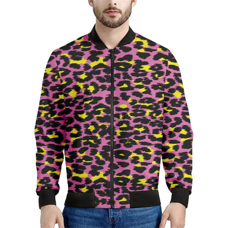 thumbnail image 1 of Chaqueta con cremallera y estampado de leopardo para hombre, sudadera con personalidad con estampado 3D, de manga larga, informal, holgada, ropa de calle, 1 of 5