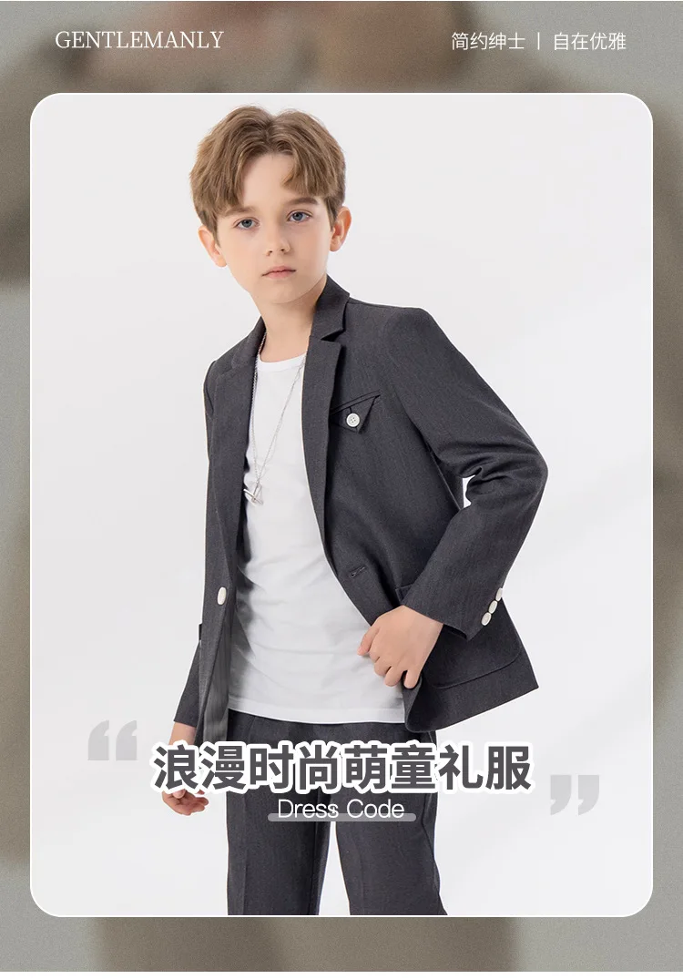 Frühling Herbst Anzüge Für Kinder Jungen 1-14 Jahre Jungen Anzüge Outfits Set Teen Junge Leistung Kostüm Anzug Set schwarz Anzug Für Kinder – Detail 3