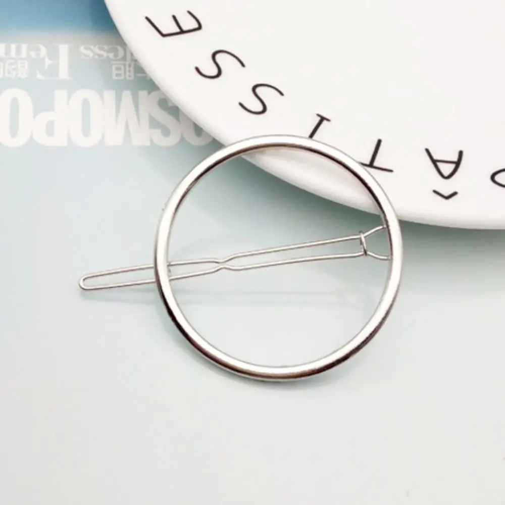 Silber Metall Haars pangen neue Vintage Kreis geometrische Haarnadel Gold Haarschmuck runde Haars pangen Frauen – Detail 7