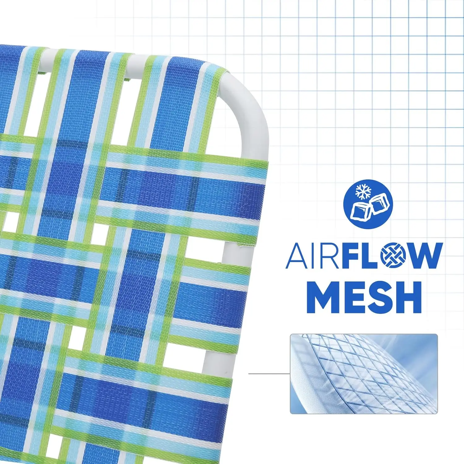 Camping Chair, Beach Chair for Adults with Highback, Folding Lawn Chair with Webbed Airflow Mesh, Patio Chair with Rust-Proof