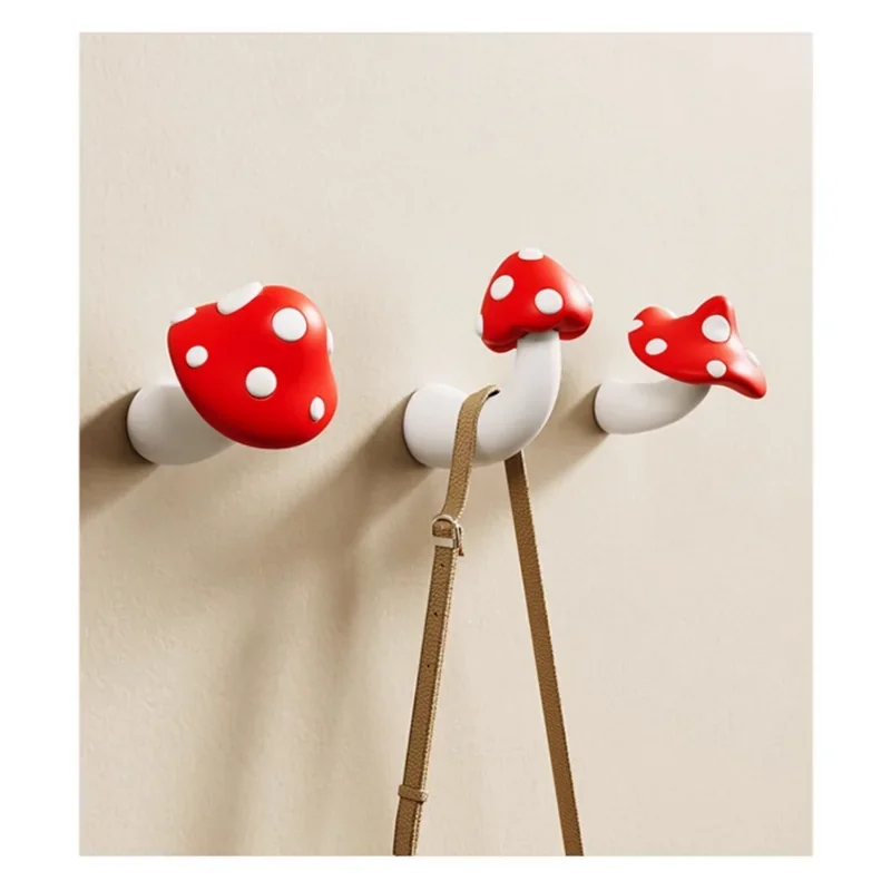 Mushroom hook creative punching-free entrance door decorative wall hook coat entrance key storage rack 3