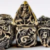 DND Metal Set Dice 7 Role Playing Dice Skull Feature, Hollow Metal D&D Dice Dungeon and Dragon 6
