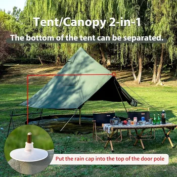 Cotton canvas bell tent with stove jack for family camping, four season tent with zippered removable floor 2