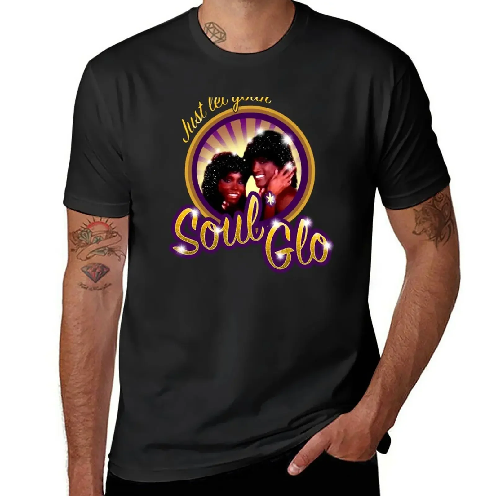 Soul-Glo-Just-Let-Your-Soul-Glo T-Shirt Taglie Forti T-Shirt Nera Da Uomo