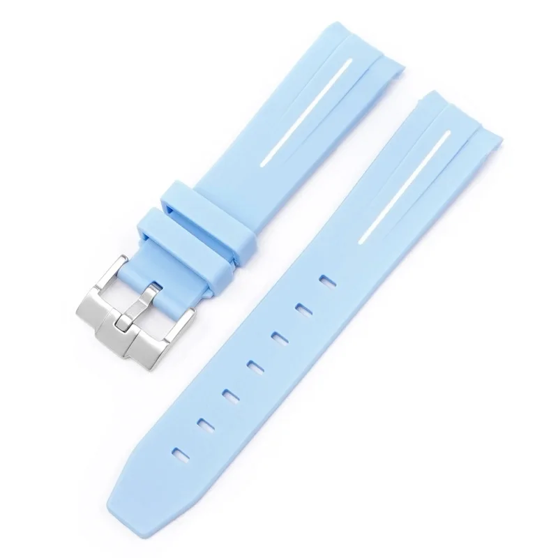 Silicone Diving Sport Watch Band - Curved End TPU Rubber Strap 20mm