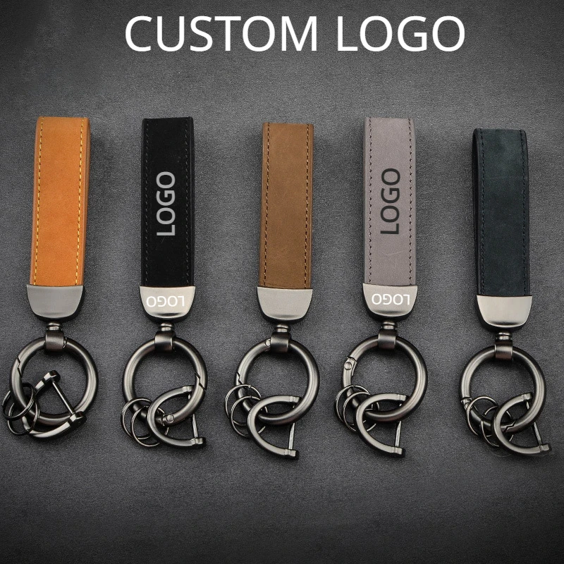 retro vintage cowhide laser engrave leather keychain for men and women personalized keyring customized car logo key chain gift Customized Crazy Horse Leather Car Logo Key Chain Ring Laser Engrave Microfiber Keychain Retro Vintage Personalized Keyring Gift