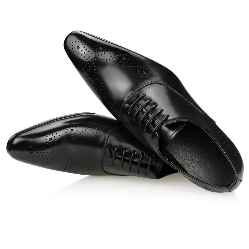 Brogue Dress Shoes Oxfords For Mens Fashion Business Casual Party Banquet Daily Retro Genuine Leather Shoe Lace-up Hand Painted